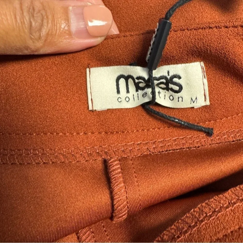 Mara’s Collection Rust Orange Pants Sleek Straight Leg Workwear Size Medium